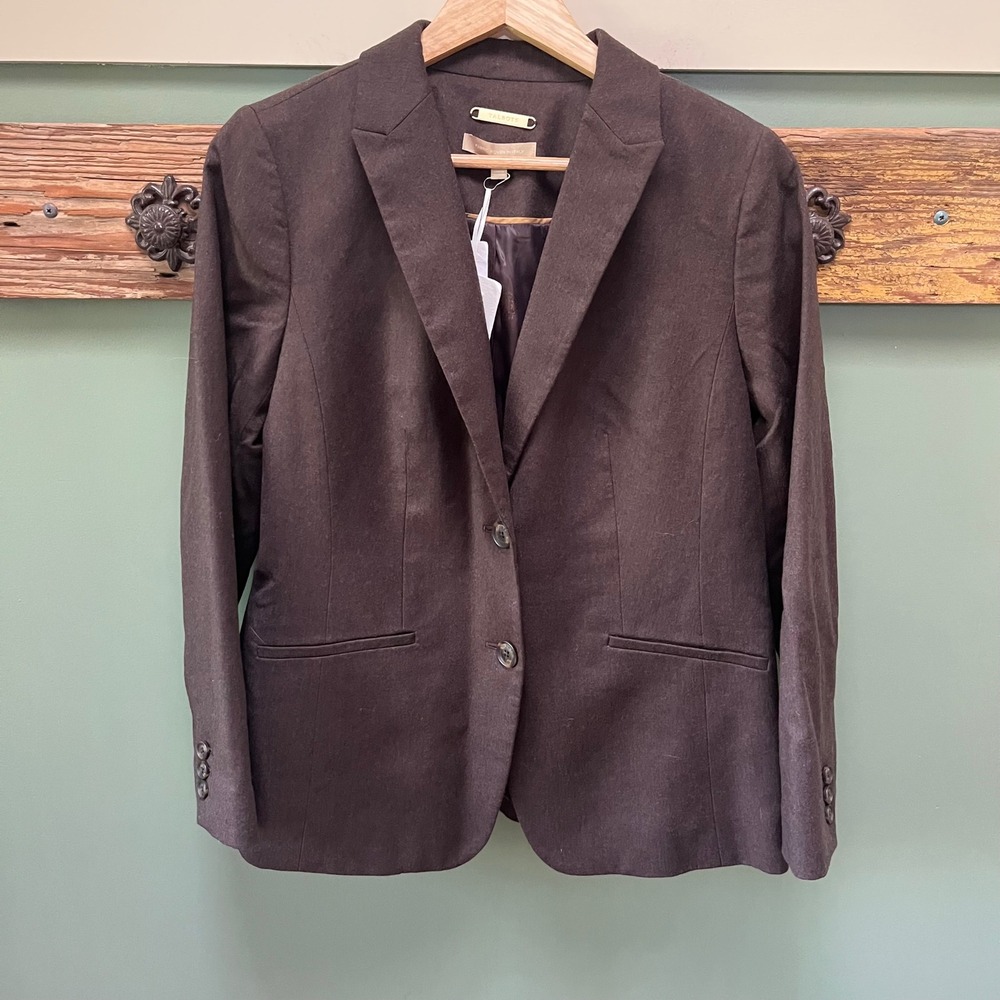 Talbots Brown Wool Blazer Jacket Italian Fabric Petite 12P NWT 53126511